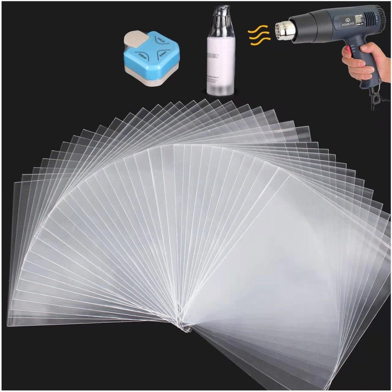 AOUKAR Shrink Wrap Bags, 400Pcs 4x6 Inch Clear PVC Heat Seal Bags Film for Soap Bars wrappers Kit,Bath bomb,Shoes,Jars,Gift,Tumbler for Homemade DIY Projects - Image 1
